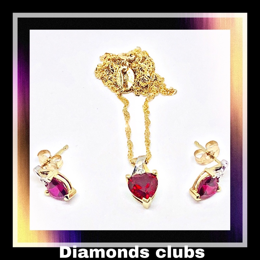 Gold set earring and pendent & chain $ diamond